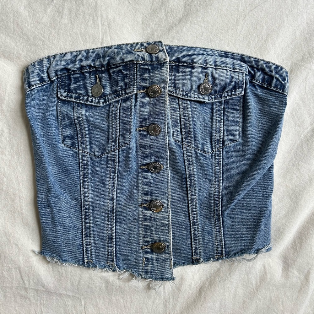 Denim Button-Up Corset Top